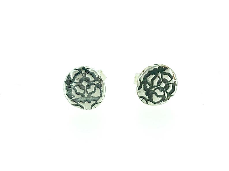 sterling silver stud post earrings . small sterling silver earrings . tiny flower tudor rose earrings . ready to ship image 5
