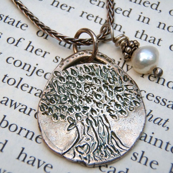 tree of life necklace . recycled silver pendant . sterling silver chain . emerson quote . free shipping