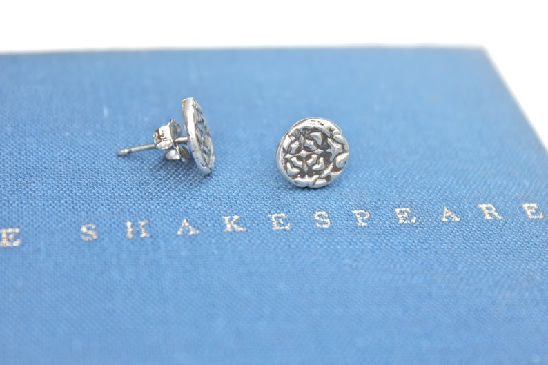 sterling silver stud post earrings . small sterling silver earrings . tiny flower tudor rose earrings . ready to ship image 1