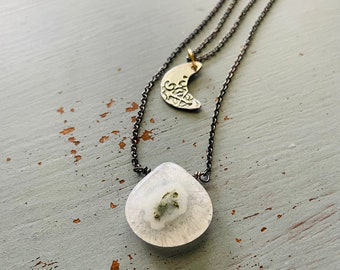 Reserved for the fabulous A . Separating your solar quartz and moon charm necklaces by peacesofindigo