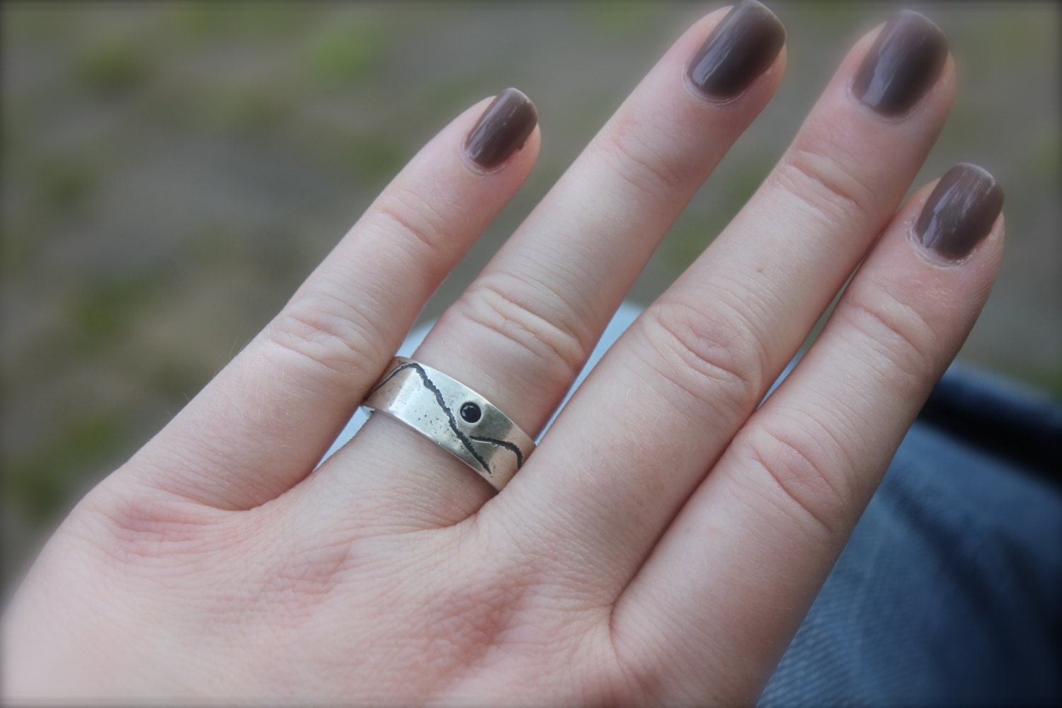 Custom Recycled Silver Wedding Band. Eco Friendly Mountain Etsy