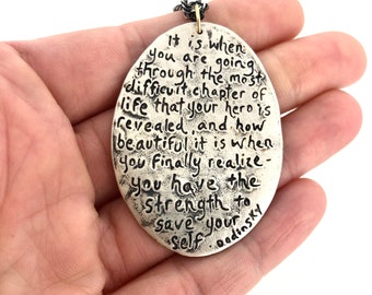 sterling silver statement quote necklace . inspirational quote jewelry by peacesofindigo