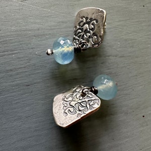 sterling silver and aquamarine post earrings by peaces of indigo