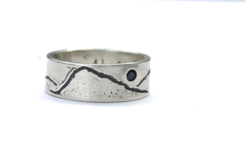 Custom Recycled Silver Wedding Band. Eco Friendly Mountain Etsy