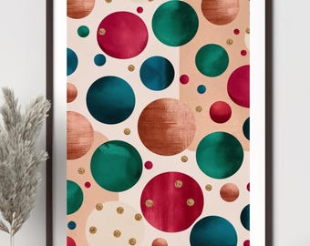 Polka Dot Digital Art Print Bundle (4-designs) - Printable Wall Art, Instant Download, 4 Ratios