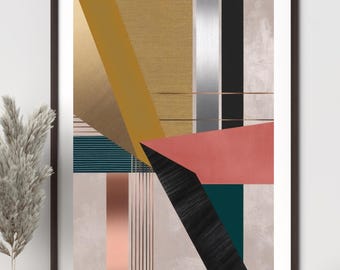 Modern Striped Digital Art Print Bundle (4 Designs) - Printable Wall Art, Instant Download, 4 Ratios