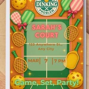 Pickleball Party Invitation | Editable Canva Template | Digital Download