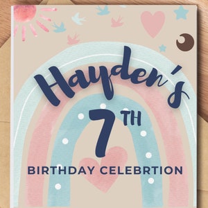 Invitación de cumpleaños digital editable con estilo bohemio chic / Invitación de fiesta moderna con arcoíris bohemio / Plantilla imprimible para cumpleaños de niñas, descarga instantánea