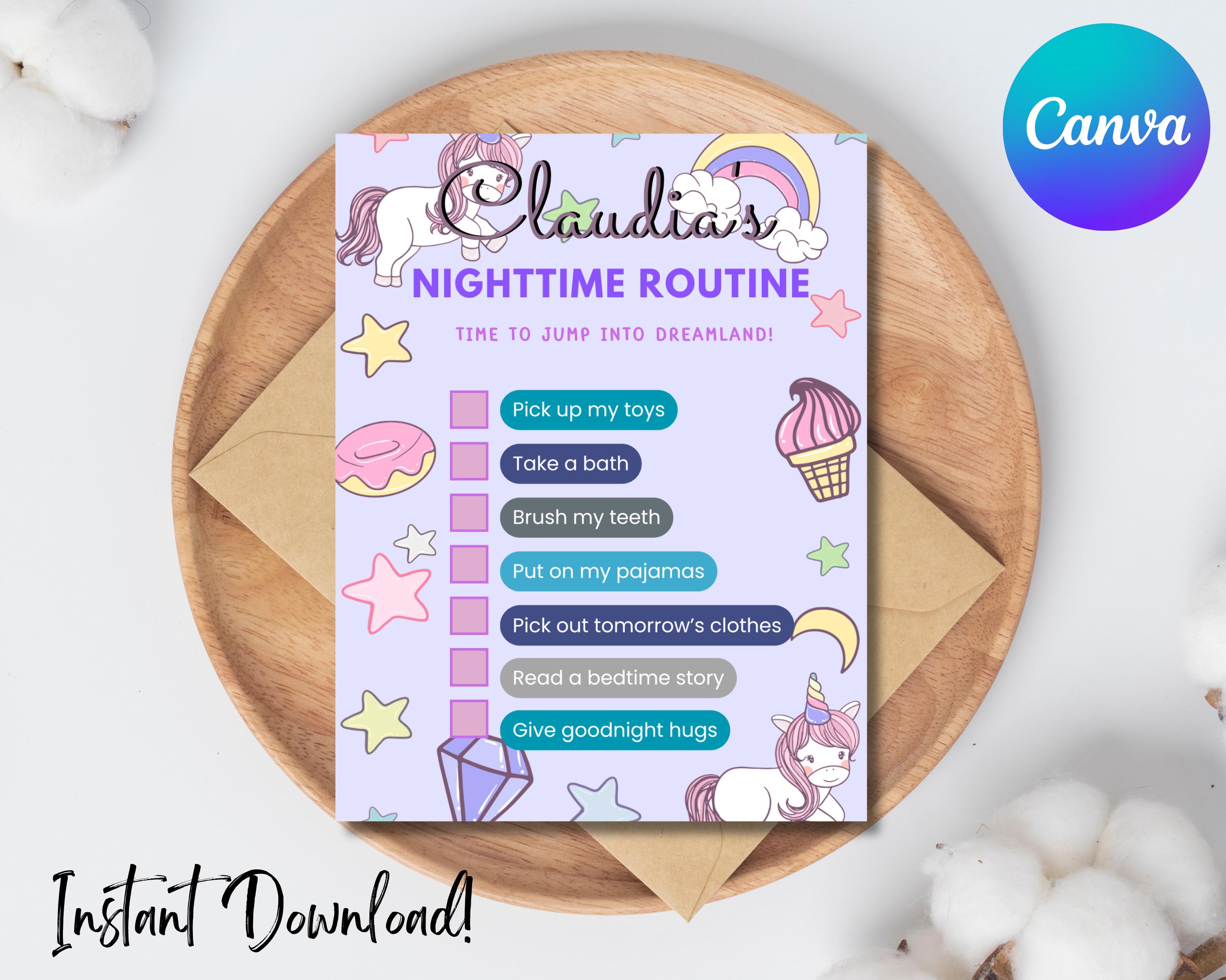 Morning And Night Routine Chart.pdf Editable Morning & Night Routine Charts for Kids – Unicorn, Mermaid ...