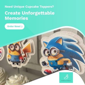 Custom Character Cake Topper and Cupcake Toppers - Personalized Party Decoration for Any Theme, School, or Favorite Character