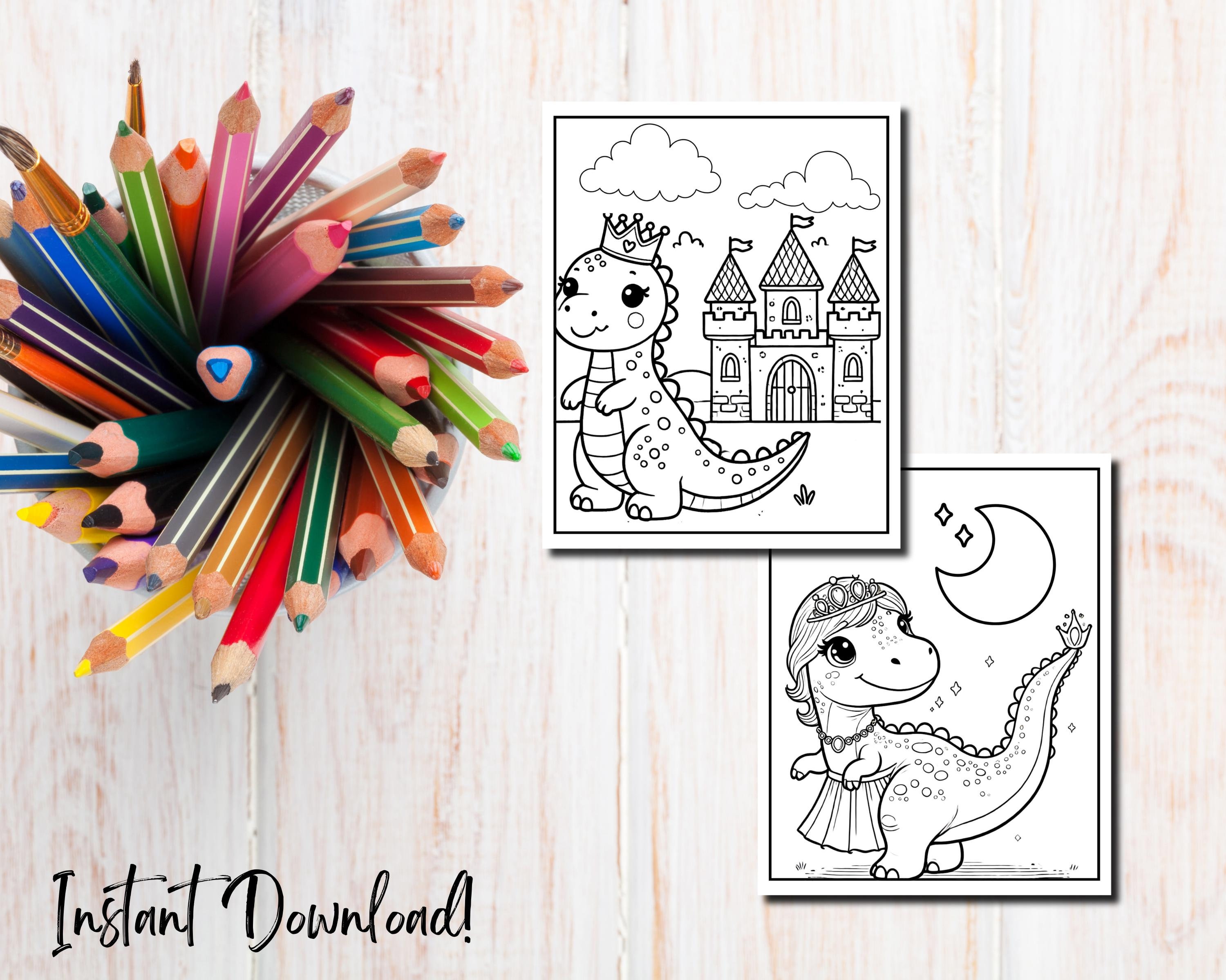 Princess Dinosaur Coloring Pages for Kids | Printable Dinosaur Princess ...