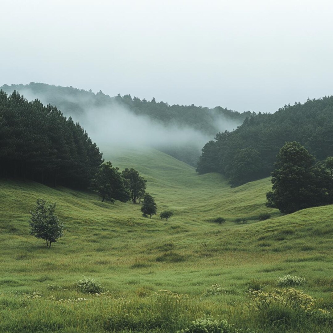 24 Scenic Landscape Clipart, Serene Misty Forest Clipart, Tranquil ...