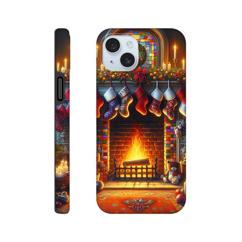 3D Stained Glass Looking Fireplace Christmas Decoration Design Durable