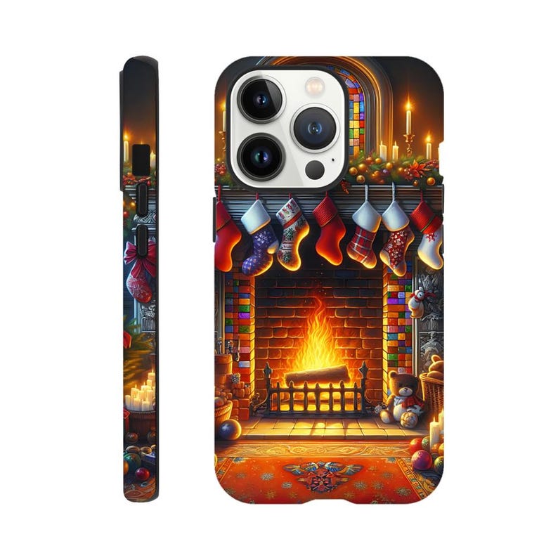 3D Stained Glass Looking Fireplace Christmas Decoration Design Durable