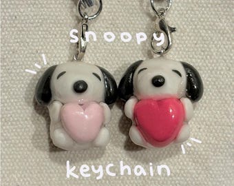 Peanuts Dog Heart Clay Handmade Keychain Charm! ~fan art~