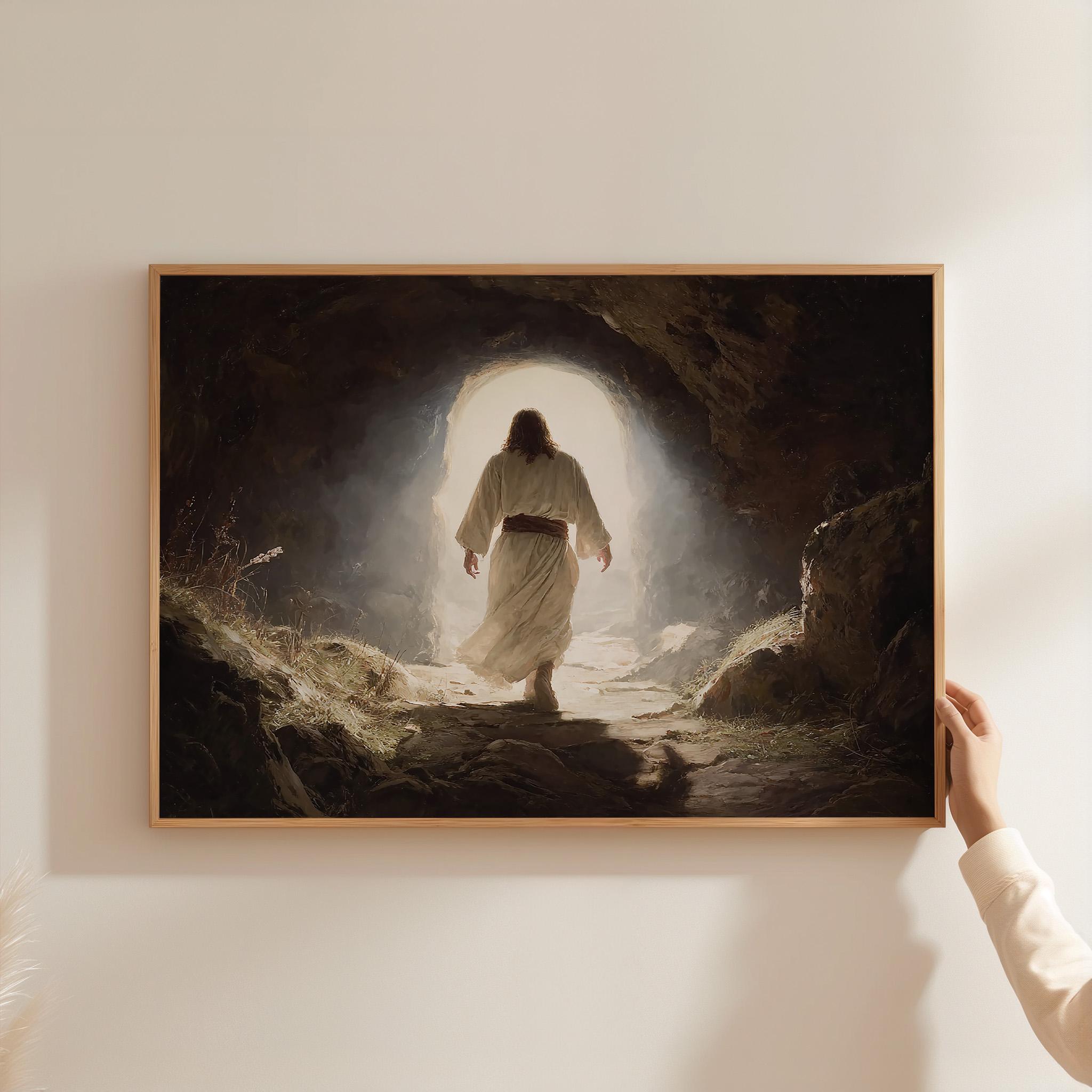 Jesus Christ Leaving the Tomb Digital Print, Art of Christ Resurrected ...