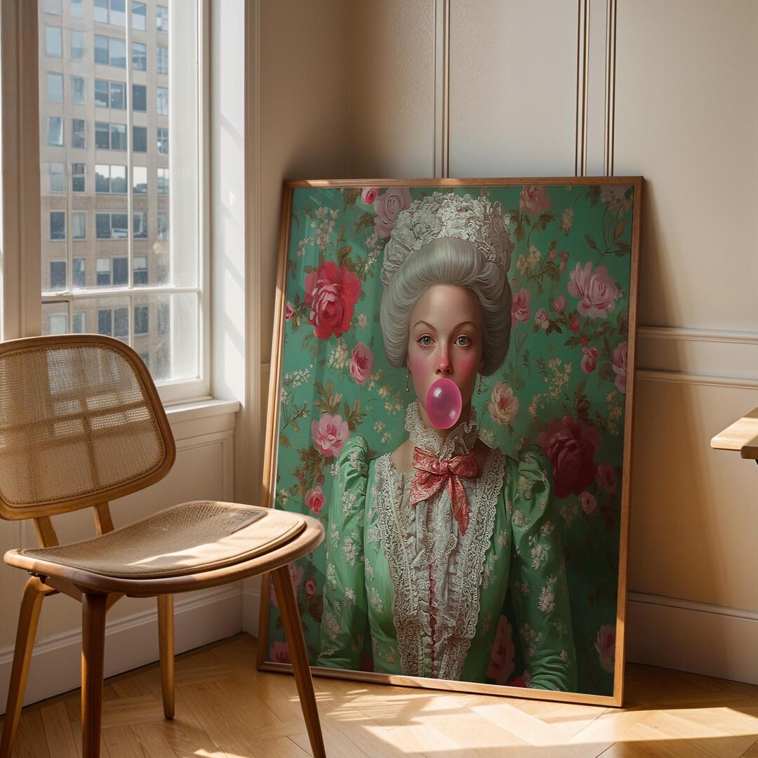 Pop Rococo Marie Antoinette Bubblegum Wall Art, Rococo Pop Art Portrait, Vintage ...