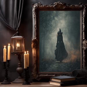 Vintage Witch Halloween Print: Rustic Gothic Wall Art (Digital Download)