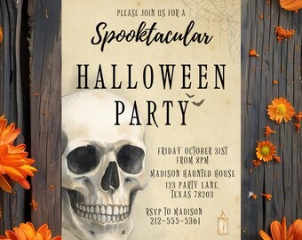 Vintage Halloween Party Invitation: Spooktacular Canva Template, Halloween Invitation, Digital Download