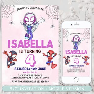 Ghost Spider Birthday Invitation: Superhero Girl Party (Editable Template)