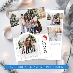 Boho Feiertagskarte, Foto Weihnachtskartenvorlage, moderne Weihnachtskarte, Feiertagskarte mit Foto, Bild Weihnachtskarte, bearbeitbar druckbar
