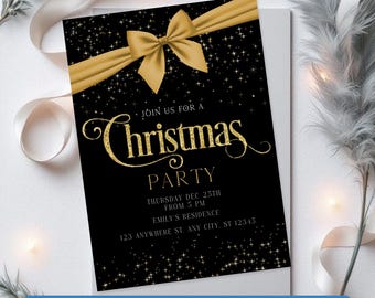 Invitación para fiesta de Navidad, Invitación para fiesta de Navidad, Invitación imprimible para fiesta de Navidad, Invitación para fiesta navideña, Descarga de invitación para Navidad