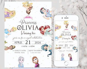 Little Princess Birthday Invitation Girl Princess Birthday Party Invite Little Pink Princess Theme Editable Template Instant Download Canva