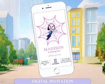 Ghost Spider Birthday Invitation: Editable Gwen Stacy Party (Digital Download)