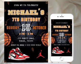 Basketball Birthday Invitation, Sports Invitation, Girls Boys Birthday Invitation, Basketball Invite, Template Printable Invitation Editable
