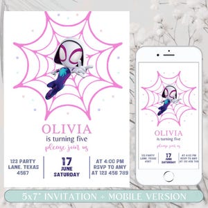 Ghost Spider Birthday Invitation: Editable Gwen Stacy Party (Digital Download)