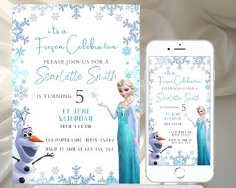 Editable Frozen Birthday Invitation Template, Princess Elsa Girl Evite, Digital Birthday Party Invite for Girls, Printable Instant Download