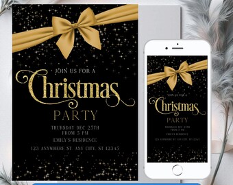 Invitación para fiesta de Navidad, Invitación para fiesta de Navidad, Invitación imprimible para fiesta de Navidad, Invitación para fiesta navideña, Descarga de invitación para Navidad