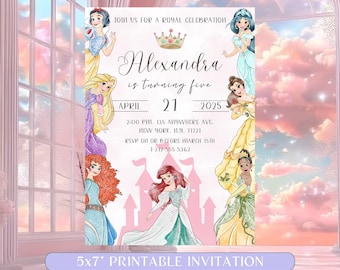 Little Princess Birthday Invitation Girl Princess Birthday Party Invite Little Pink Princess Theme Editable Template Instant Download Canva