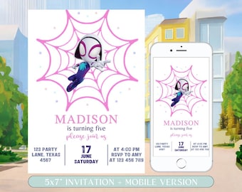Ghost Spider Birthday Invitation: Editable Gwen Stacy Party (Digital Download)