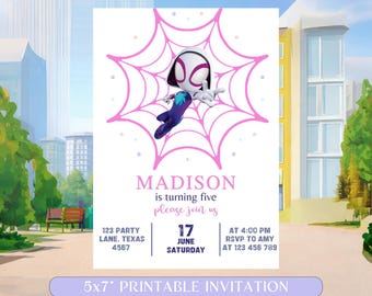 Ghost Spider Birthday Invitation: Editable Gwen Stacy Party (Digital Download)