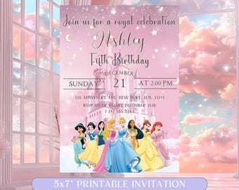 Little Princess Birthday Invitation Girl Princess Birthday Party Invite Little Pink Princess Theme Editable Template Instant Download Canva
