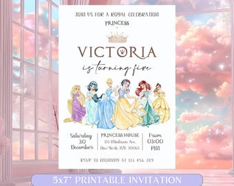 Editable Little Princess Birthday Invitation, Girl Princess Birthday Party Invite Little Pink Princess Theme Template Instant Download Canva