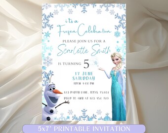 Editable Frozen Birthday Invitation Template, Princess Elsa Girl Evite, Digital Birthday Party Invite for Girls, Printable Instant Download