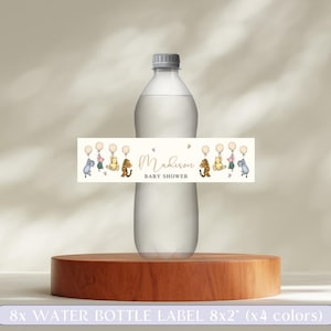 Editable Winnie The Pooh Baby Shower Water Bottle Labels, Classic Winnie Pooh Labels Template, Neutral Pooh Water Bottle Label Printable. S1