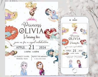 Little Princess Birthday Invitation Girl Princess Birthday Party Invite Little Pink Princess Theme Editable Template Instant Download Canva