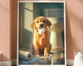 Labrador Puppy Poster - Quirky Dog Design - Labrador Puppy Print - Fun Pet Wall Art - Dog Lovers Home Decor - Fun Pet Portrait - Animal Art