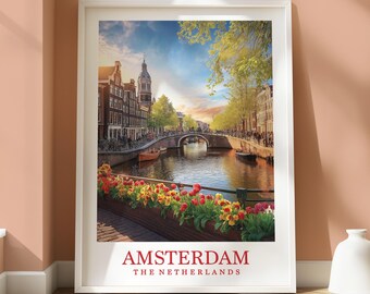 Amsterdam Location Poster - Travel Print - Travel Home Decor - Location Art - Amsterdam Travel Decor - Amsterdam - Amsterdam Location Poster