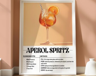 Poster Aperol Spritz - impression cocktail - art mural cuisine - affiche boissons - art cocktail - art mural Aperol Spritz - poster girly - alcool