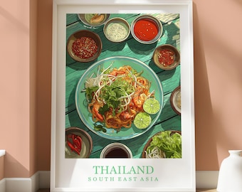 Pad Thai Dish - Thailand Print - Travel Home Decor - Location Wall Art - Travel Decor - Khao Soi Dish - Thailand Cuisine - South East Asia
