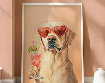 Póster de Labrador - Diseño animal peculiar - Impresión de Labrador - Arte mural de Labrador - Decoración para amantes de los animales - Arte mural divertido de perros - Diseño de perro Labrador