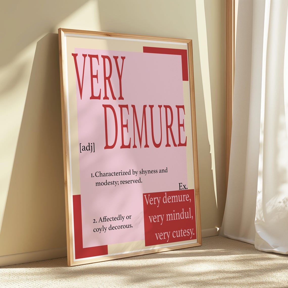 Demure Definition Poster Very Demure Comedic Definition Poster Fun ...
