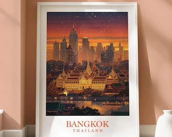 Bangkok Location Poster - Bangkok Travel Print - Travel Home Decor - Location Art - Travel Decor - Thailand Travel Print - Bangkok Thailand