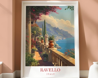 Póster de la ubicación de Ravello - Impresión de viaje - Decoración de viaje para el hogar - Arte de la ubicación de Ravello - Decoración de viaje - Impresión de viaje de Ravello - Impresión de Italia