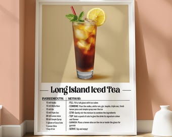 Long Island Iced Tea Poster - Cocktail Druck - Küchen Wandkunst - Getränke Poster - Cocktail Kunst - Long Island Iced Tea Wandkunst - Girly Poster