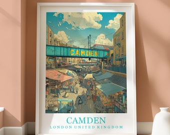 Impresión de la ubicación de Camden - Impresión de Camden de Londres - Decoración del hogar - Decoración con temática de Londres - Impresión de Londres - Impresión abstracta con temática de Londres - Camden de Londres